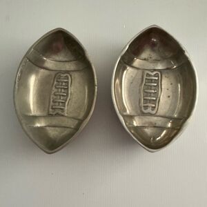 Pewter Football Shaped Trinket Dishes